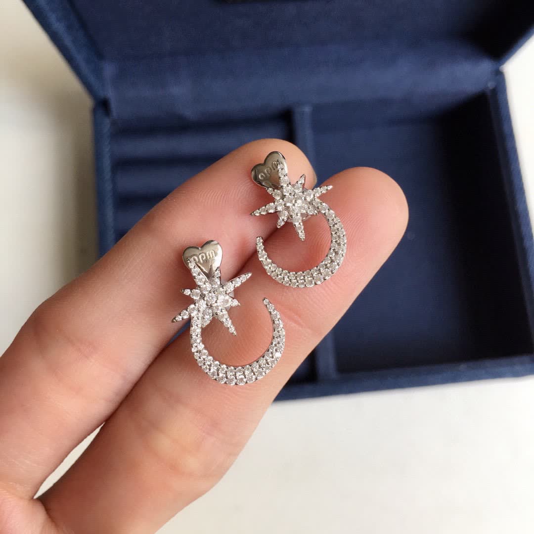 APM Monaco Star and Crescent Stud Earrings